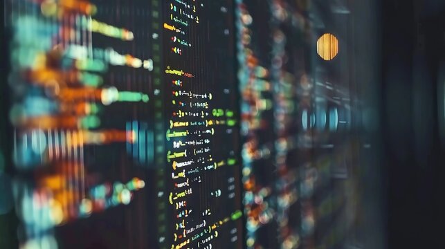 Close-up view of programming code on a computer monitor, highlighting software development and coding concepts