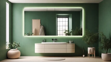 Fototapeta premium A Serene Green Bathroom Oasis