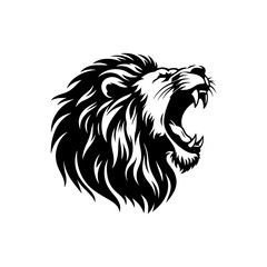 Roaring Majesty: Lion Vector Silhouette- Roaring Lion Illustration- Roaring Lion Vector Stock.