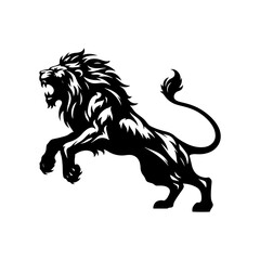 Roaring Majesty: Lion Vector Silhouette- Roaring Lion Illustration- Roaring Lion Vector Stock.