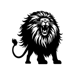 Roaring Majesty: Lion Vector Silhouette- Roaring Lion Illustration- Roaring Lion Vector Stock.
