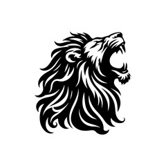 Roaring Majesty: Lion Vector Silhouette- Roaring Lion Illustration- Roaring Lion Vector Stock.