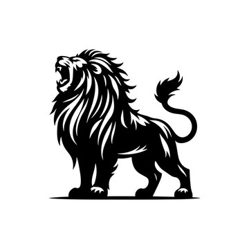 Roaring Majesty: Lion Vector Silhouette- Roaring Lion Illustration- Roaring Lion Vector Stock.