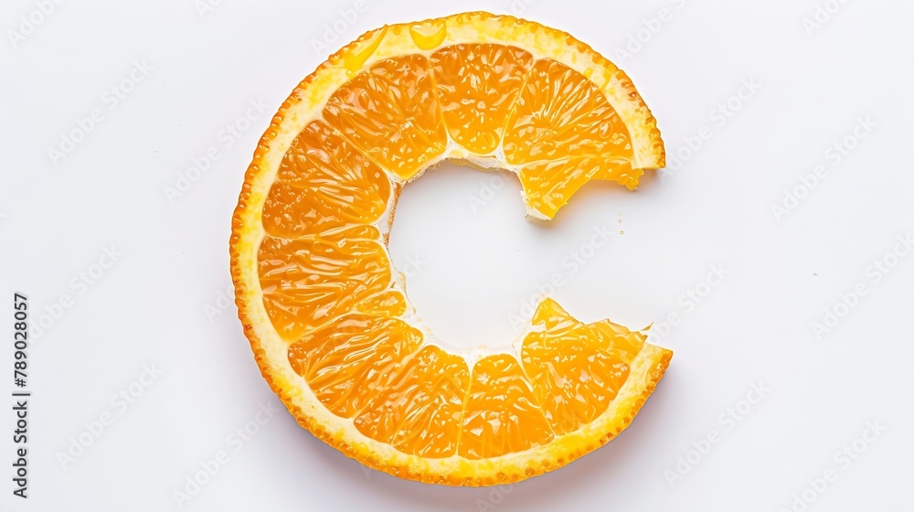 Poster citrus fruit food orange shape of vitamin c flat lay on white background copy space top view vertica