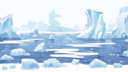 Seamless horizontal background with Arctic glaciers f - obrazy, fototapety, plakaty