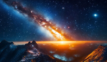 Milky Way galaxy in the sky, night scenery, night sky background - obrazy, fototapety, plakaty