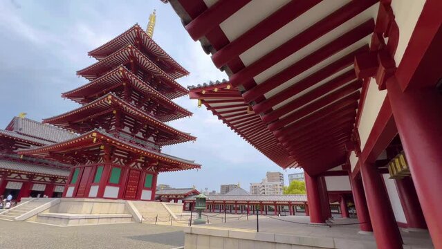 Pagoda tower at Shitennoji Temple. Osaka, Japan