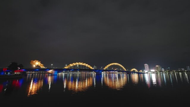 Time lapse of Dragon Bridge in Da Nang Vietnam