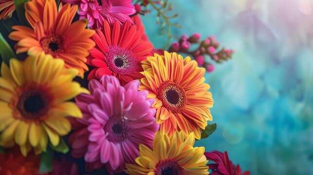 I love mom text artistically combined with a closeup view of colorful flowers, perfect for a loving tribute