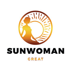 Sun Woman Icon Logo Design Template