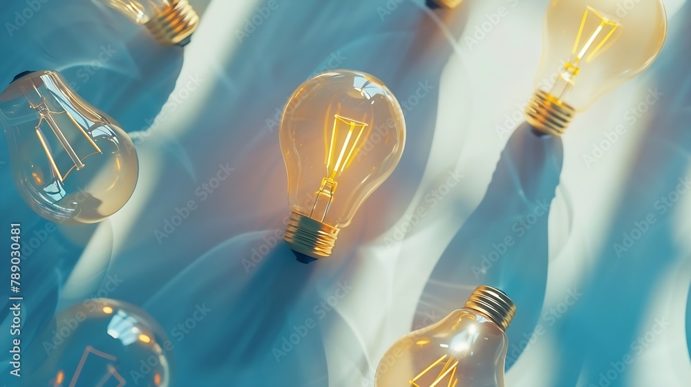 Poster one out unique idea light bulb concept flat lay : generative ai