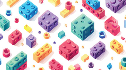 Seamless pattern with isometric colorful plastic 