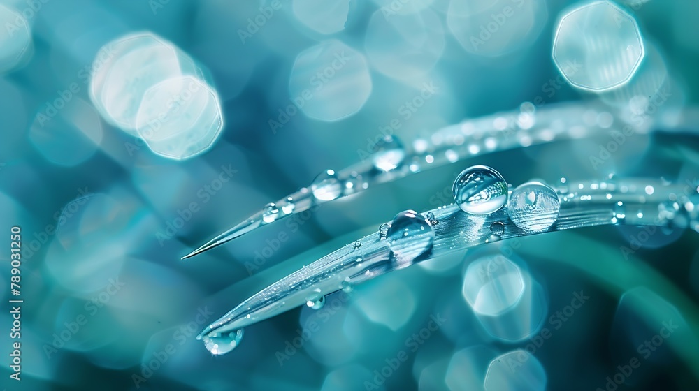 Aufkleber large drop water reflects environment nature spring photography raindrops on plant leaf background i