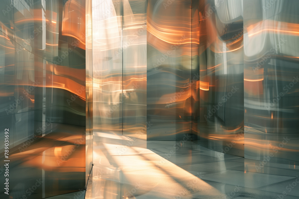 Poster Abstract background with reflections and caustics. Hi-tech. Futuristic background image. Created with Generative AI technology.