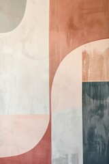 Fototapeta premium Modern abstract art for Mothers Day featuring minimalist shapes and pastel tones