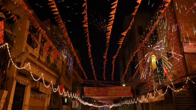 lanterns in the temple. hindu holidays fireworks. hindu festivals. hinduism religion. hindu events