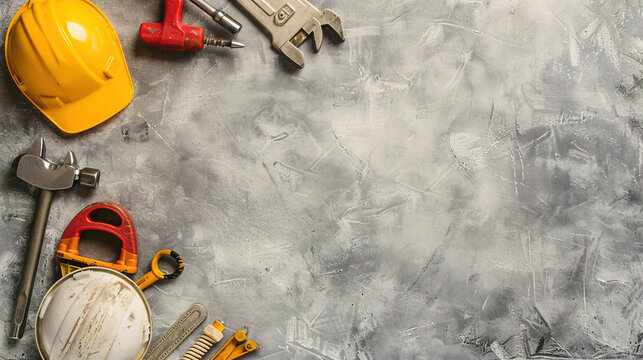 illustration of labor day background. carpentry and building tools 