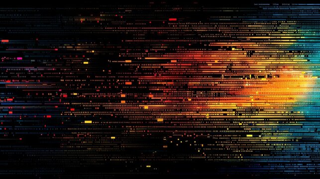 Detailed close-up of modern programming source code - Abstract digital concept for developers, technology background with code elements and binary data