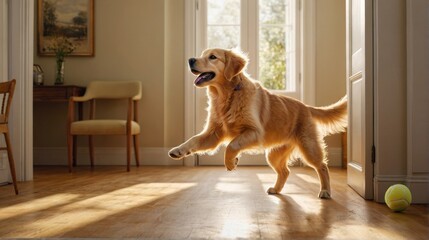 Playful Golden Retriever Indoors