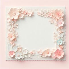 Cherry blossoms Floral paper craft Frame with Generative AI.