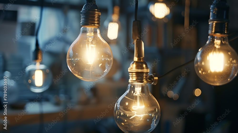 Aufkleber Clarifying complex ideas through the glow of lightbulbs  Flat lay : Generative AI