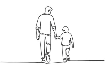 Continuous one line drawing of father and son. Happy father's day concept. vector graphic illustration.