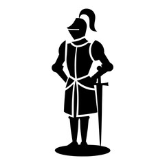 A Vector Design Of A Knight, Armed With A Sword And Shield, Wearing A Helmet, Embodies The Traditional Warrior Spirit For Logos And Branding.