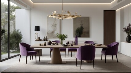 Fototapeta premium Elegant Modern Dining Room with Nature View