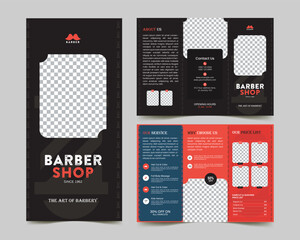 barbershop trifold brochure template design 
