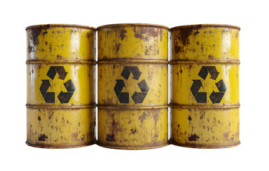 yellow radioactive waste barrel isolated
