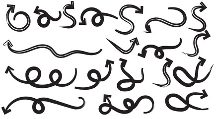 Vector illustration: Hand drawn textured black arrows on white background.