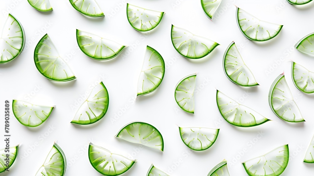 Poster Aloe vera slice pattern isolated on white background  top view  flat lay : Generative AI