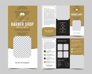 barbershop trifold brochure template design 