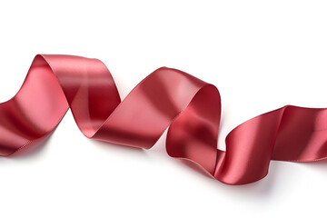 red ribbon isolated on white, red satin ribbon isolated on white background.