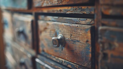 wooden drawers old vintage retro style : Generative AI