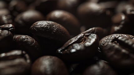Roasted coffee beans close up background : Generative AI