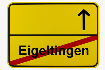 Illustration eines Ortsausgangsschildes von Eigeltingen in Baden-Württemberg	 - obrazy, fototapety, plakaty