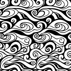 waves and curls seamless pattern.Pattern swatches included for illustrator user, pattern swatches included in file, for your convenient use.