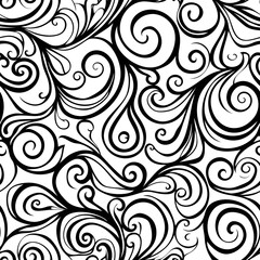 waves and curls seamless pattern.Pattern swatches included for illustrator user, pattern swatches included in file, for your convenient use.