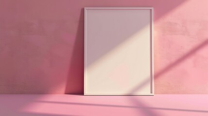 Mockup poster frame close up on pastel floor home interior with shadow : Generative AI