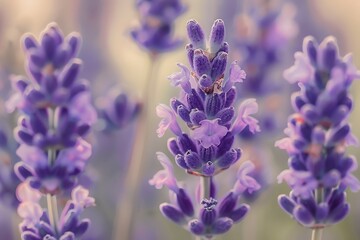 Lavender flowers in bloom. Closeup of lavender flowers blooming .
