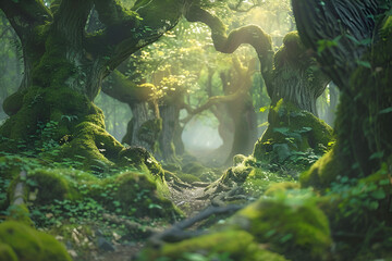 Beautiful magical druid forest