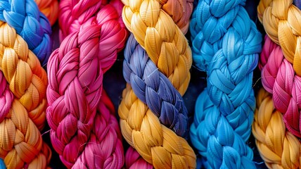 up close of a vibrantly braided rope.