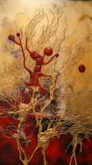 Painting of a Tree With Red Berries - obrazy, fototapety, plakaty
