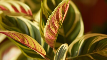 Obraz premium striped leaf ornamental plants close up : Generative AI