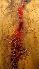 Red and Gold Painting - obrazy, fototapety, plakaty