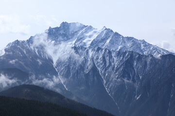 Beautiful snow capped mountain  landscape in Sichuan, China