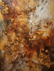Abstract Painting With Gold and Brown Colors - obrazy, fototapety, plakaty