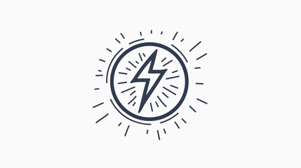 Simple line art icon of lightning flash in circle. El