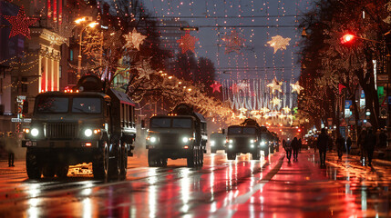 Evening rehearsal of the Victory Day parade at Tvers